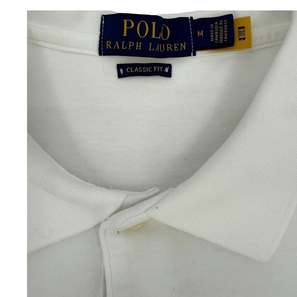 Polo Ralph Lauren Polo Shirt Mens Medium White Excellent Classic Fit Cotton